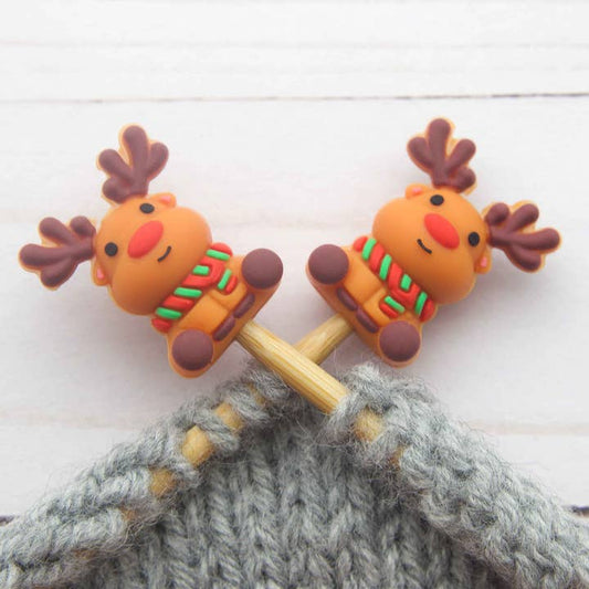 Stitch stoppers - Fox & Pine - set of 2 knitting needle stoppers - Little Reindeers