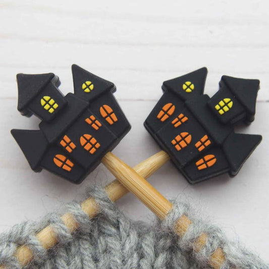 Stitch stoppers - Fox & Pine - set of 2 knitting needle stoppers - Halloween Spooky House