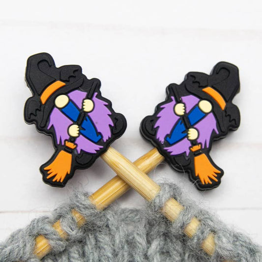 Stitch stoppers - Fox & Pine - set of 2 knitting needle stoppers - Witch Gnomes
