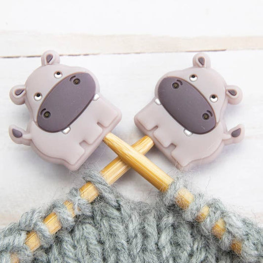 Stitch stoppers - Fox & Pine - set of 2 knitting needle stoppers - Hippos