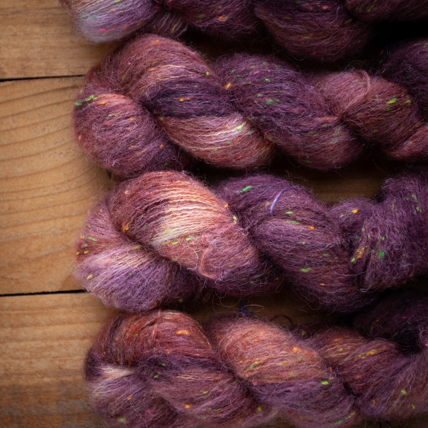 Superwash Merino/Alpaca Neon Tweed fluff - fingering weight - hand dyed yarn - Ready to Ship