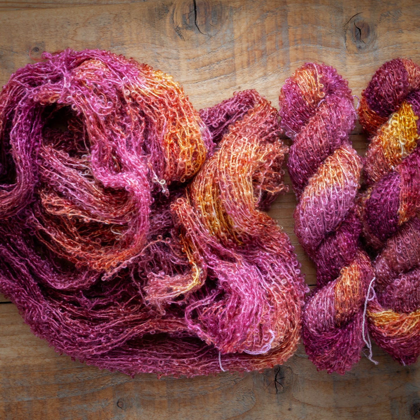 Kid Mohair Merino Boucle - Aran / Worsted Weight Hand Dyed Yarn