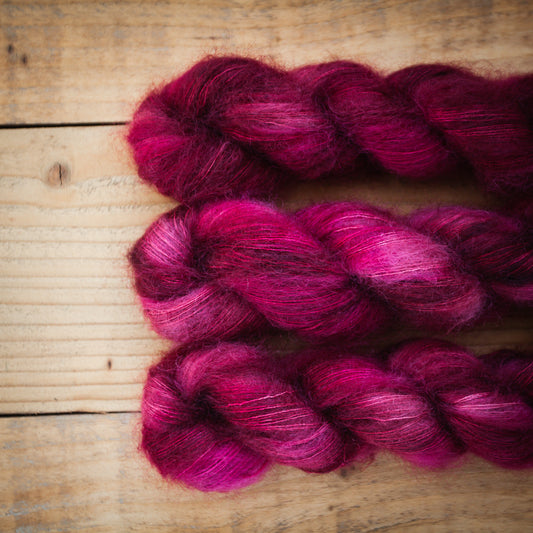 "Cherry Garden" - Kid mohair silk - hand dyed yarn