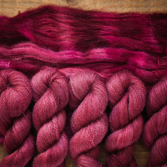 Sweater yarn set - "Cherry Garden" - wool and mohair skeins