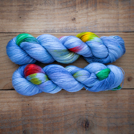 Limited quantity - One of a kind colourful blue - BFL/Silk Lace