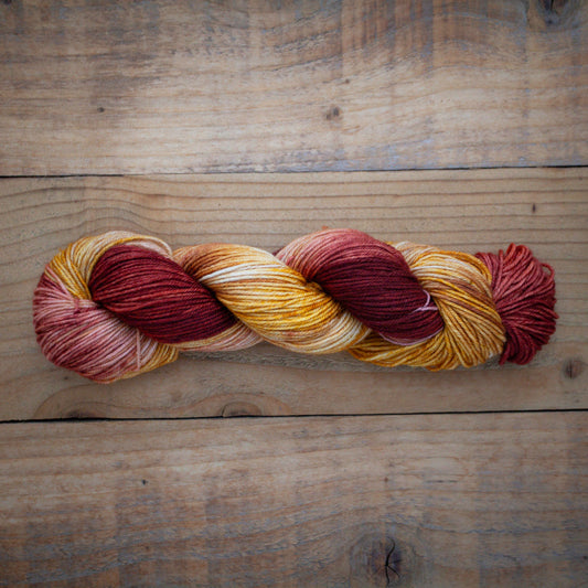 Limited quantity - One of a kind golden maroon - Superwash BFL DK