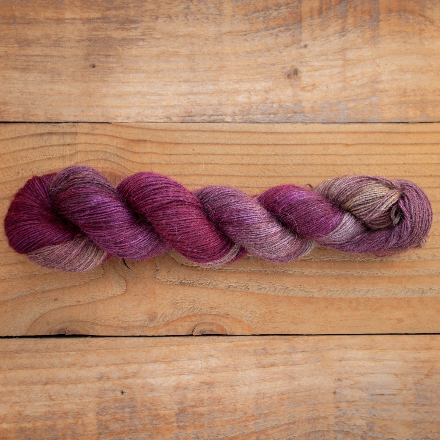 100% Baby Llama hand dyed yarn - Burgundy/Honey - ready to ship