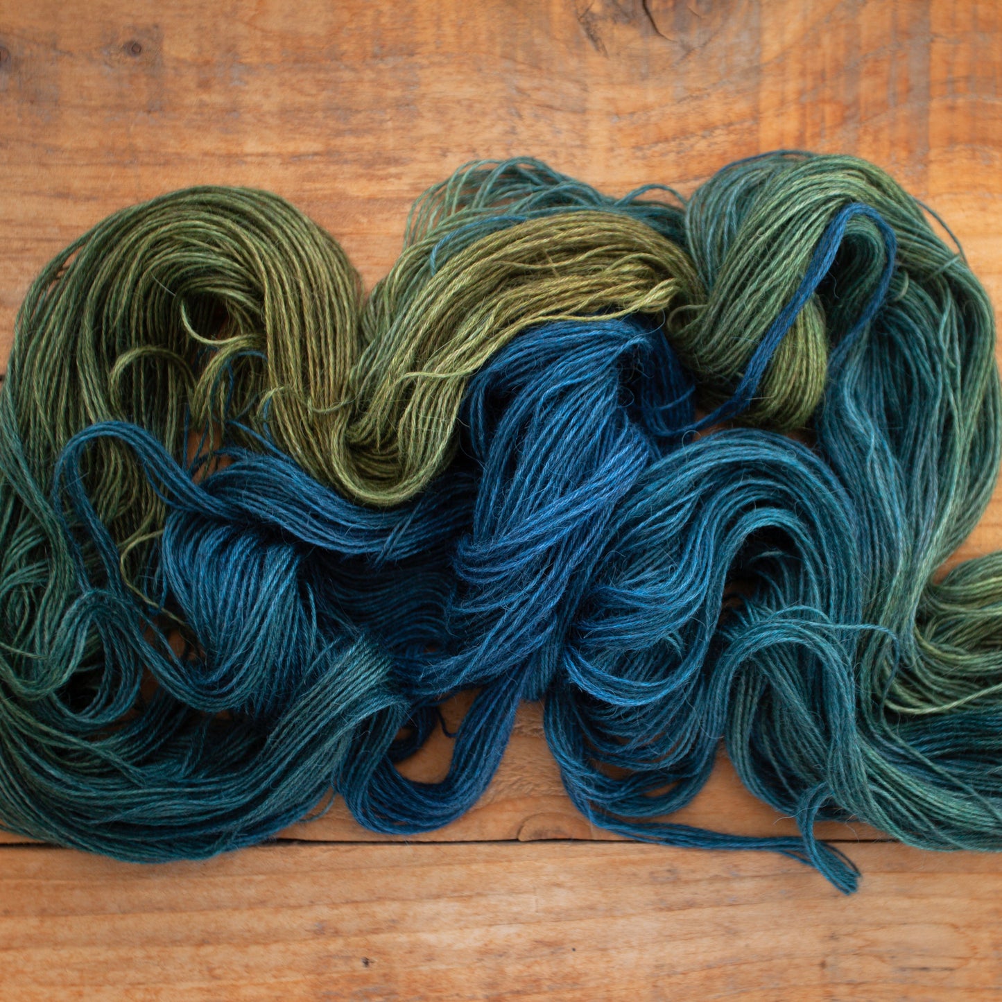 100% Baby Llama hand dyed yarn - Marine blue/teal/green - ready to ship