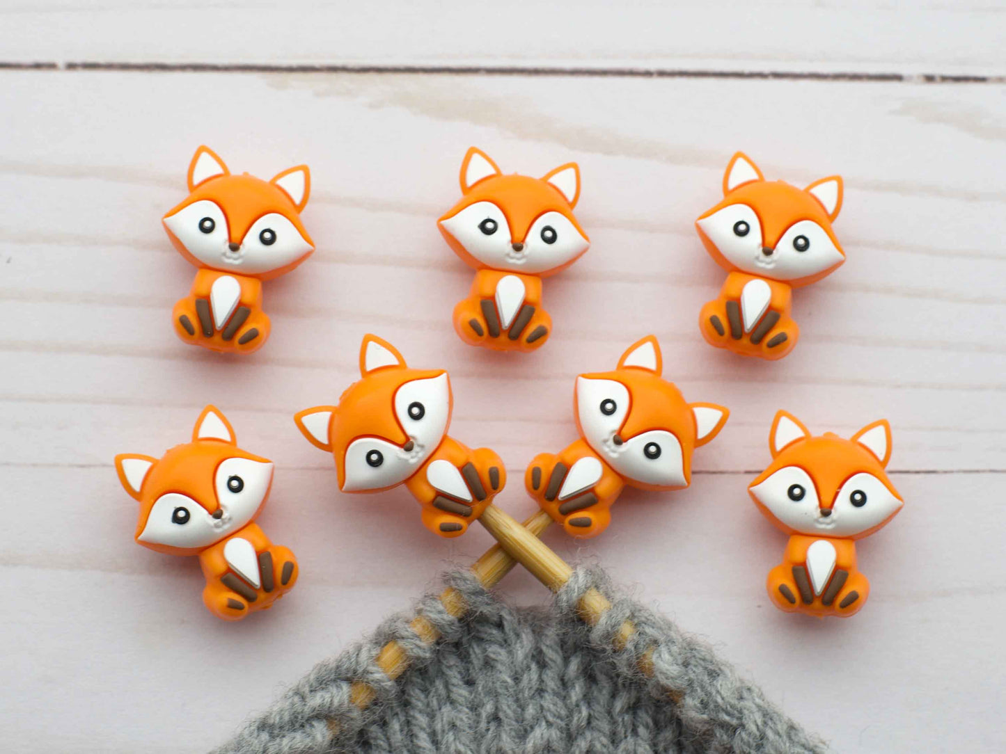 Stitch stoppers - Fox & Pine - set of 2 knitting needle stoppers - Baby Fox