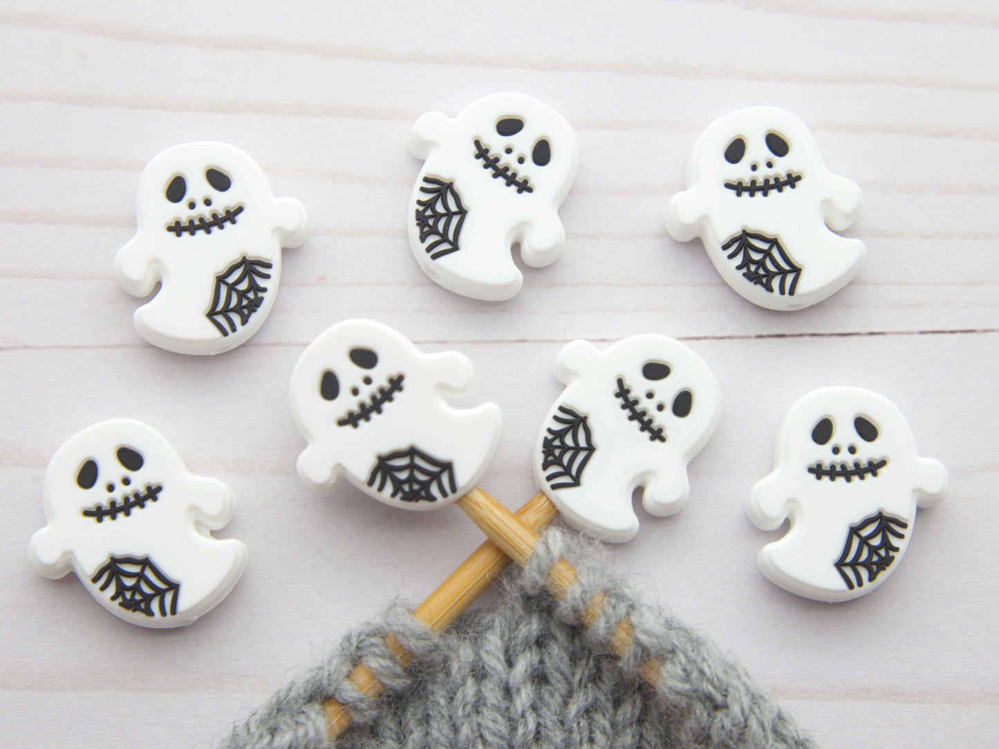 Stitch stoppers - Fox & Pine - set of 2 knitting needle stoppers - Ghost Spider Web