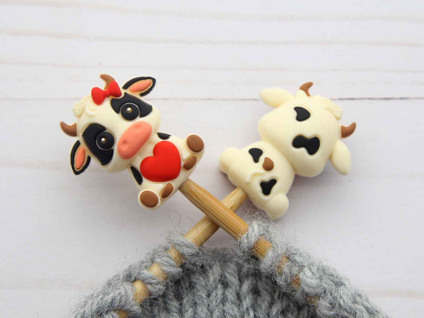 Stitch stoppers - Fox & Pine - set of 2 knitting needle stoppers - Lovely Cow