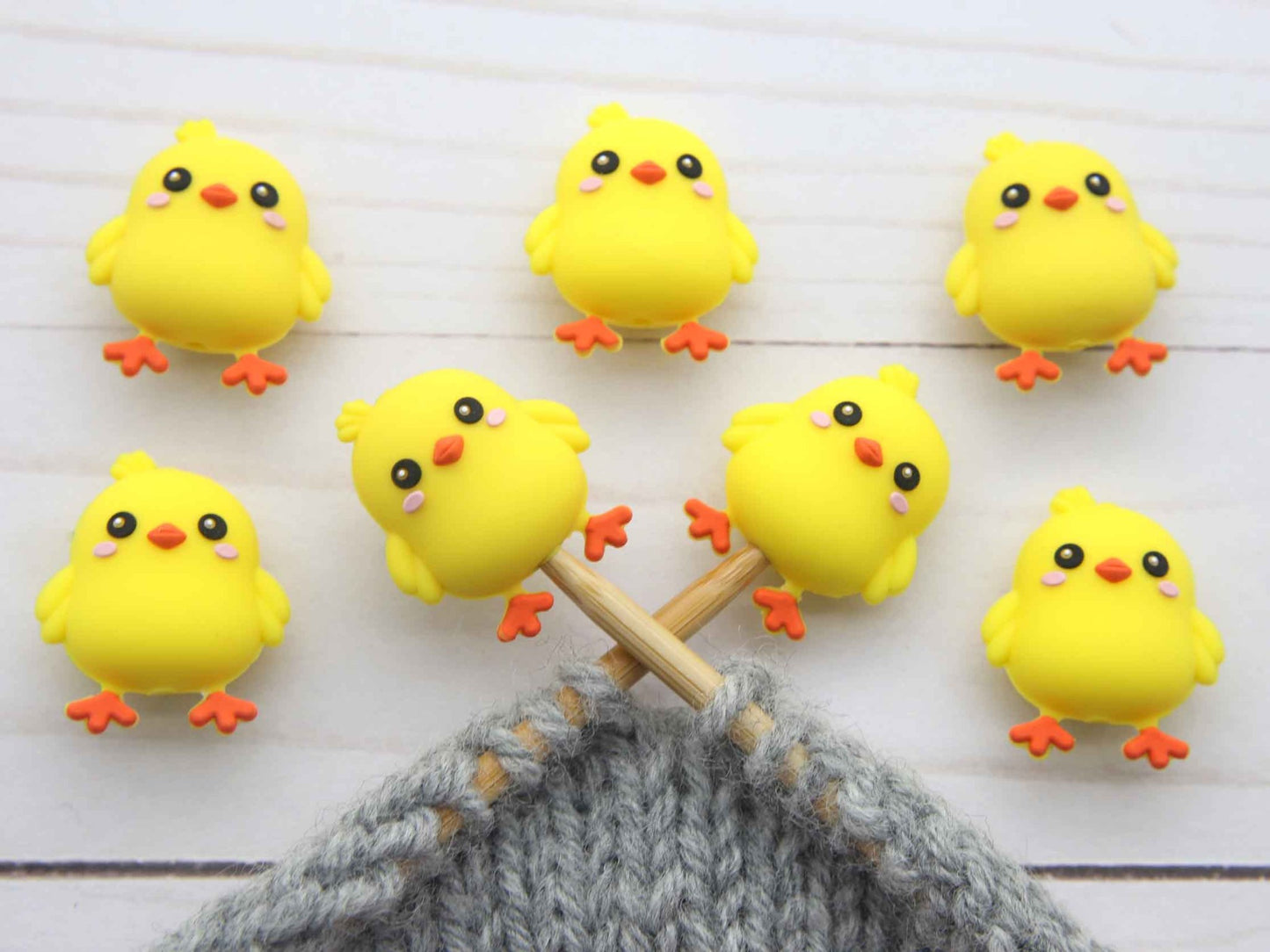 Stitch stoppers - Fox & Pine - set of 2 knitting needle stoppers - Chicks
