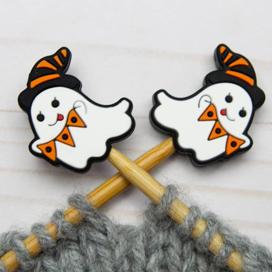 Stitch stoppers - Fox & Pine - set of 2 knitting needle stoppers - Halloween Festive ghosts