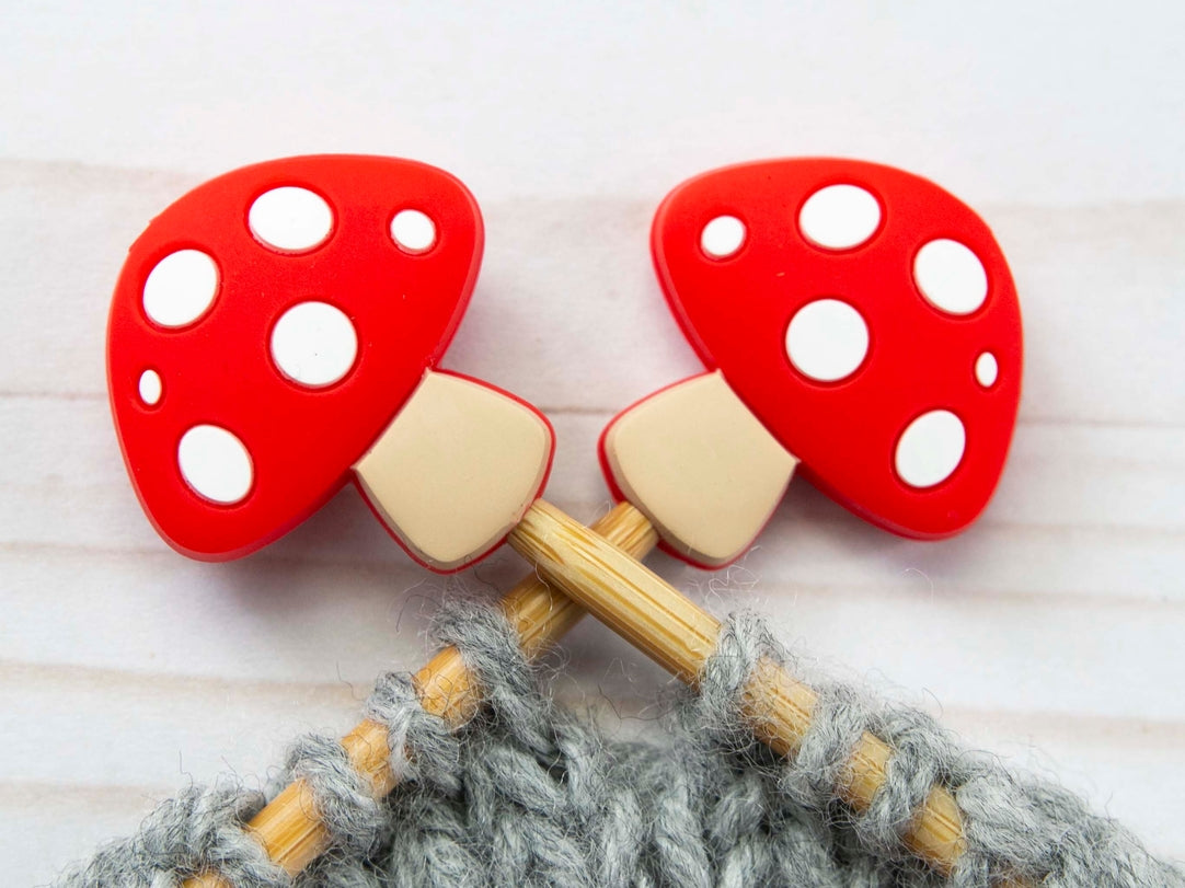 Stitch stoppers - Fox & Pine - set of 2 knitting needle stoppers - Mushrooms