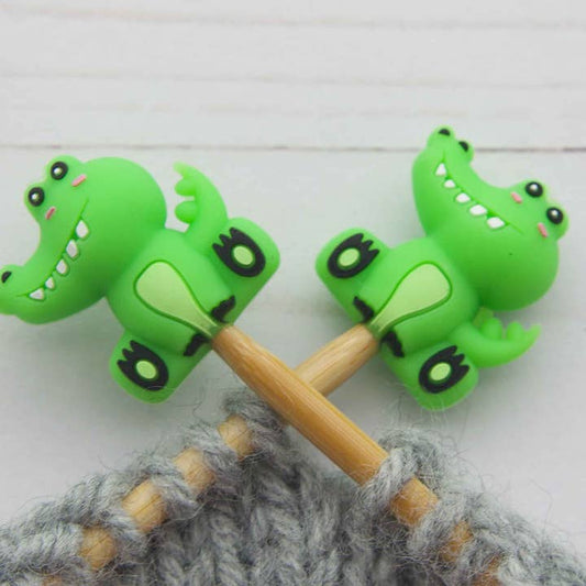 Stitch stoppers - Fox & Pine - set of 2 knitting needle stoppers - Crocodile