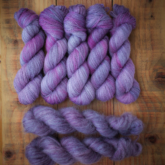 Sweater yarn set - "Lavender Fields" - wool and mohair skeins