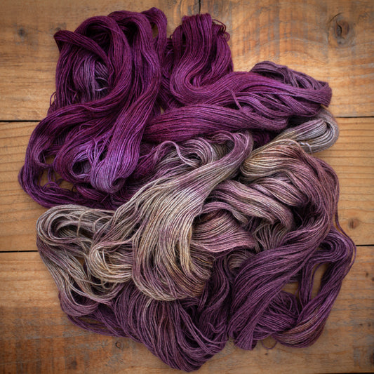 100% Baby Llama hand dyed yarn - Burgundy/Honey - ready to ship