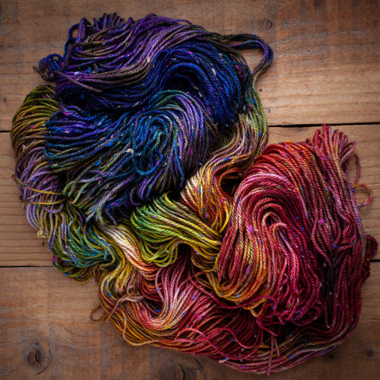 Superwash Merino Multi-Coloured Tweed - Aran weight - hand dyed yarn - Ready to Ship