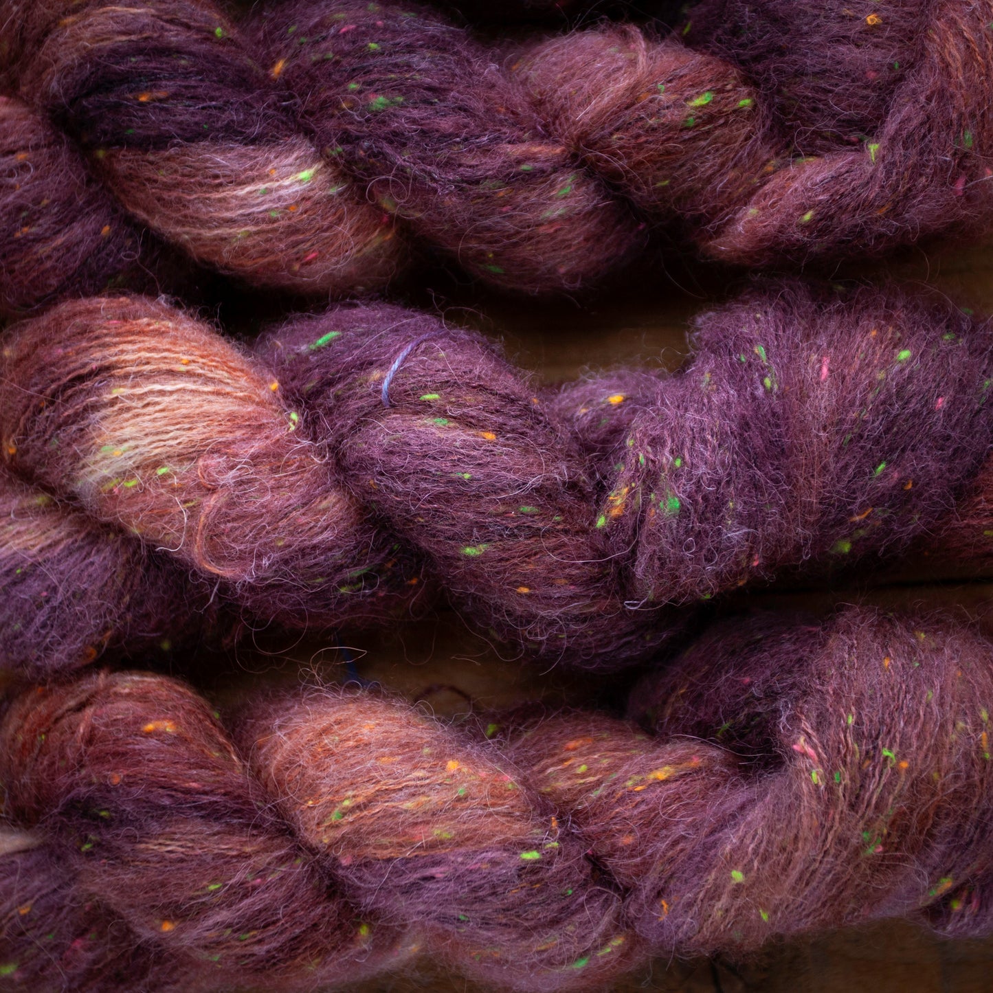Superwash Merino/Alpaca Neon Tweed fluff - fingering weight - hand dyed yarn - Ready to Ship