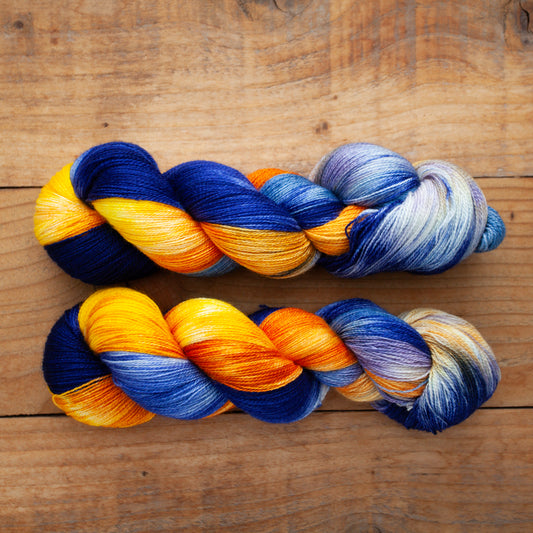 Superwash Bluefaced Leicester (BFL)/Silk - lace weight - hand dyed yarn - Ready to Ship