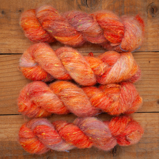 Superwash Merino/Alpaca Neon Tweed fluff - fingering weight - hand dyed yarn - Ready to Ship