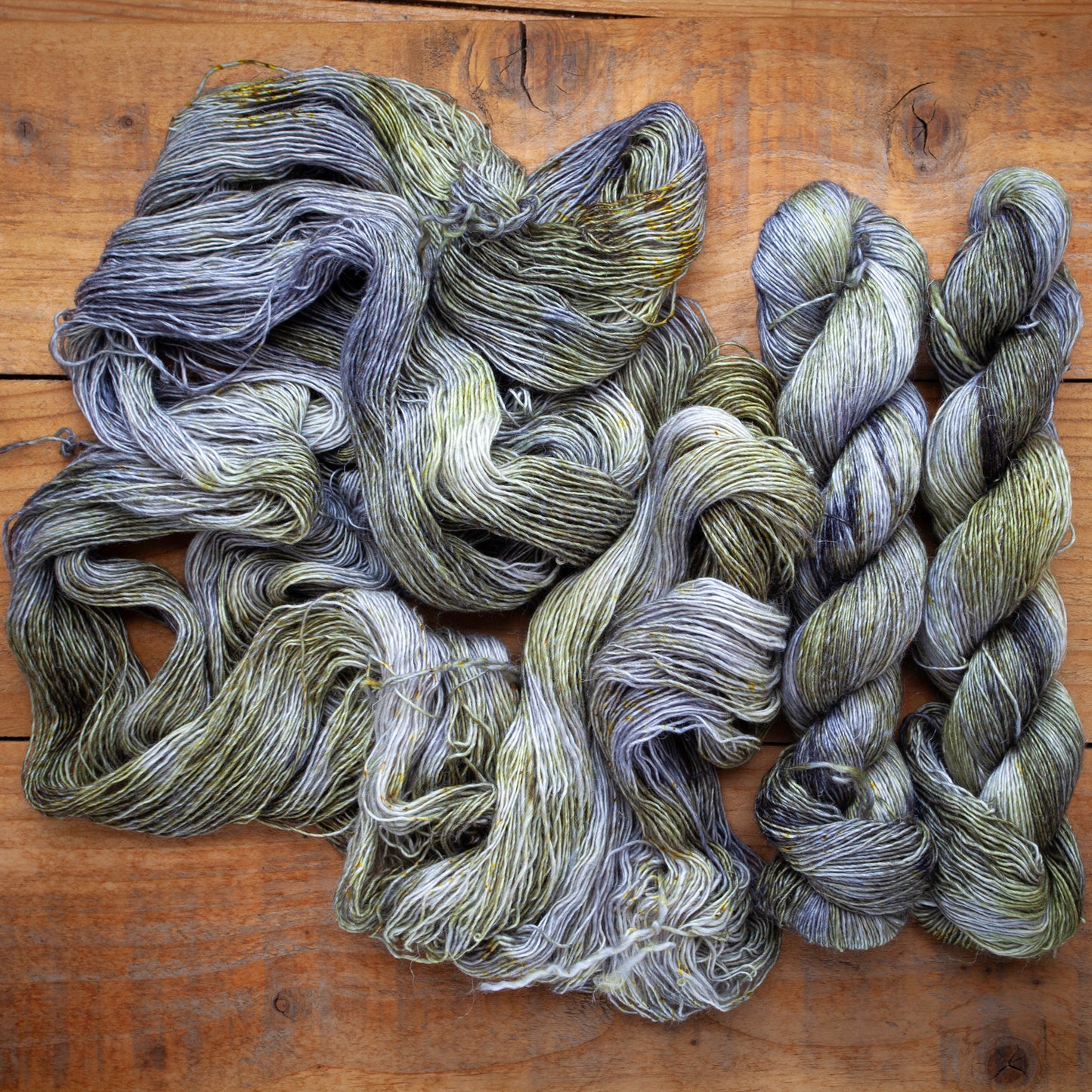 Speckled Merino Linen Viscose - Single Ply - 4ply / Fingering Weight Hand Dyed Yarn - colourway "Forbidden Marshlands"