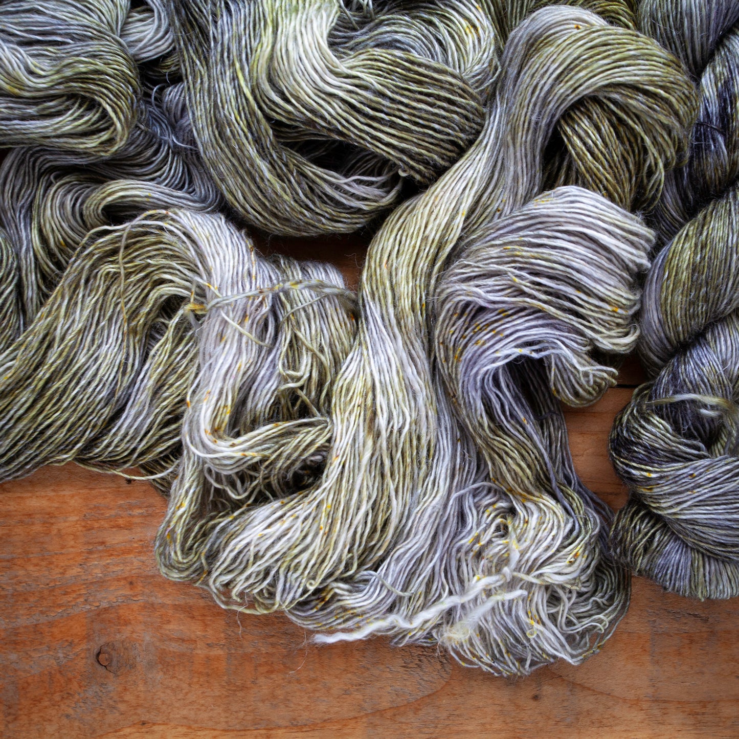 Speckled Merino Linen Viscose - Single Ply - 4ply / Fingering Weight Hand Dyed Yarn - colourway "Forbidden Marshlands"