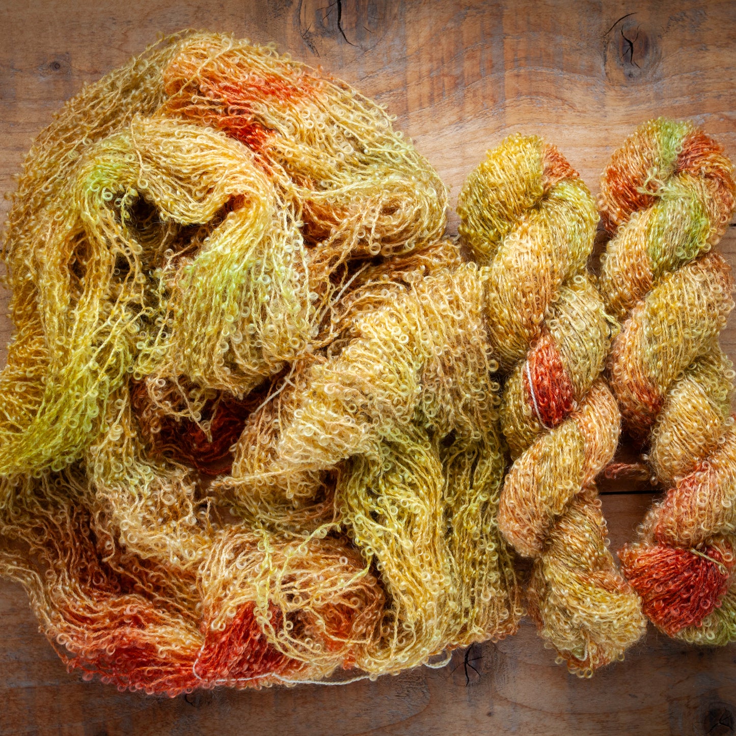 Kid Mohair Merino Boucle - Aran / Worsted Weight Hand Dyed Yarn