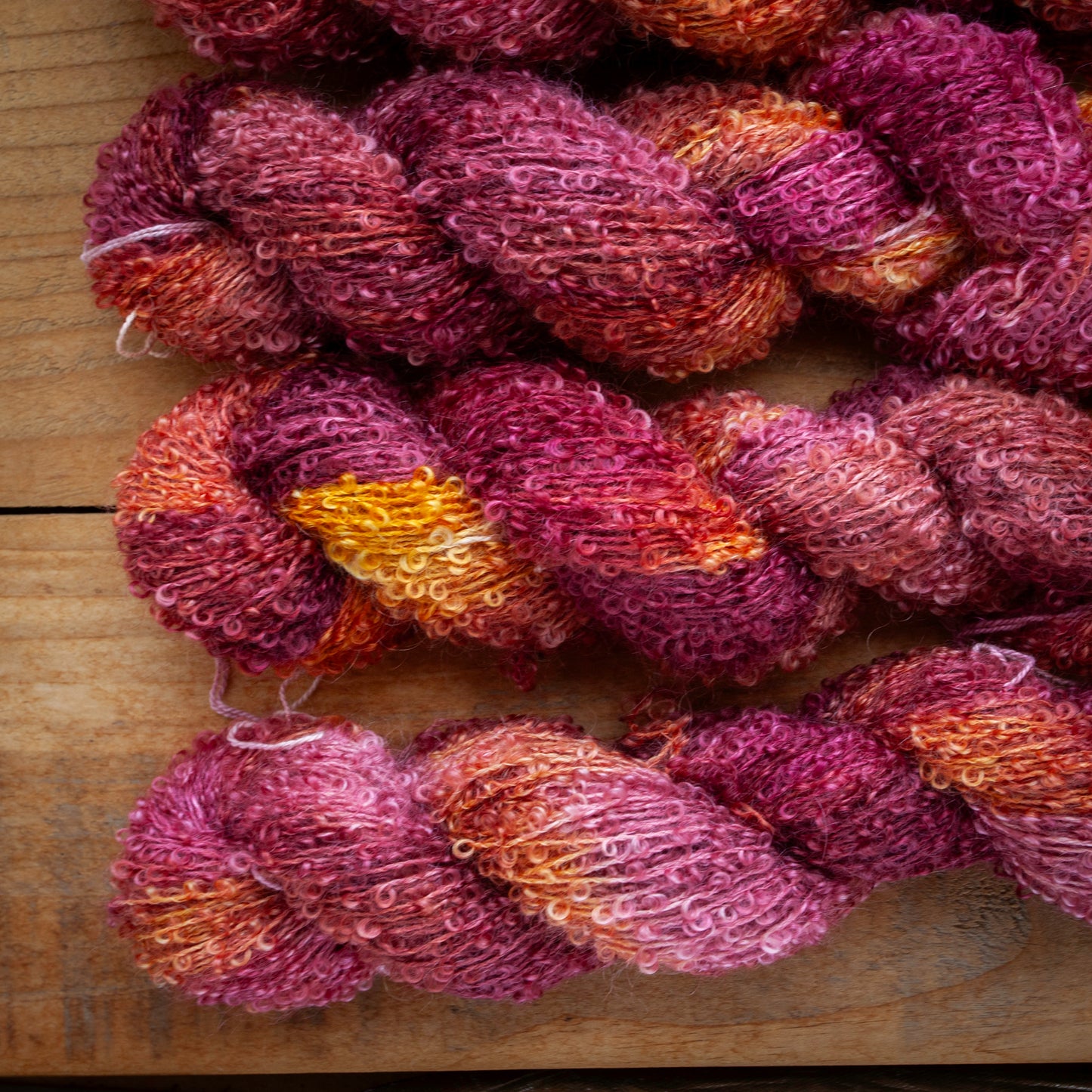 Kid Mohair Merino Boucle - Aran / Worsted Weight Hand Dyed Yarn