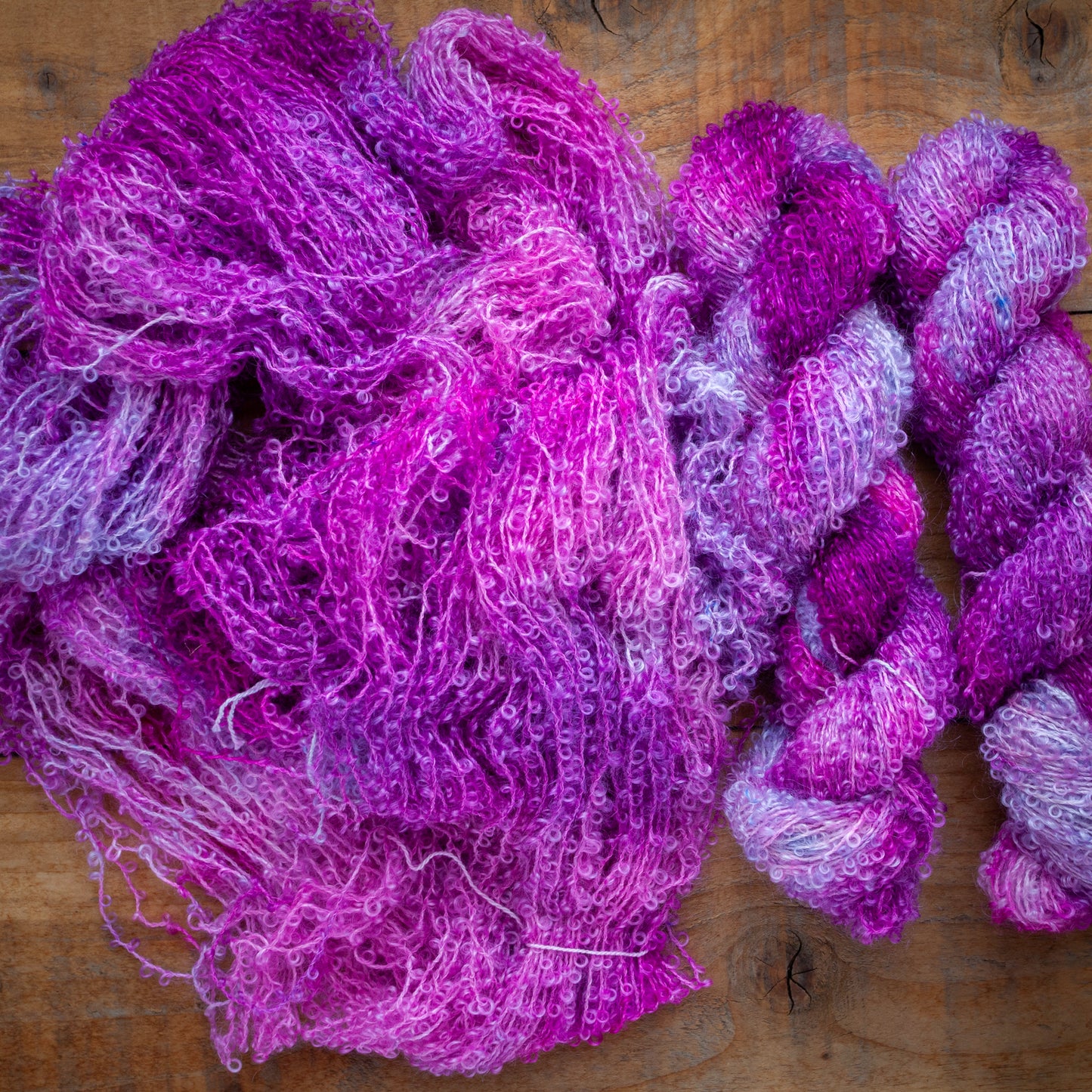 Kid Mohair Merino Boucle - Aran / Worsted Weight Hand Dyed Yarn