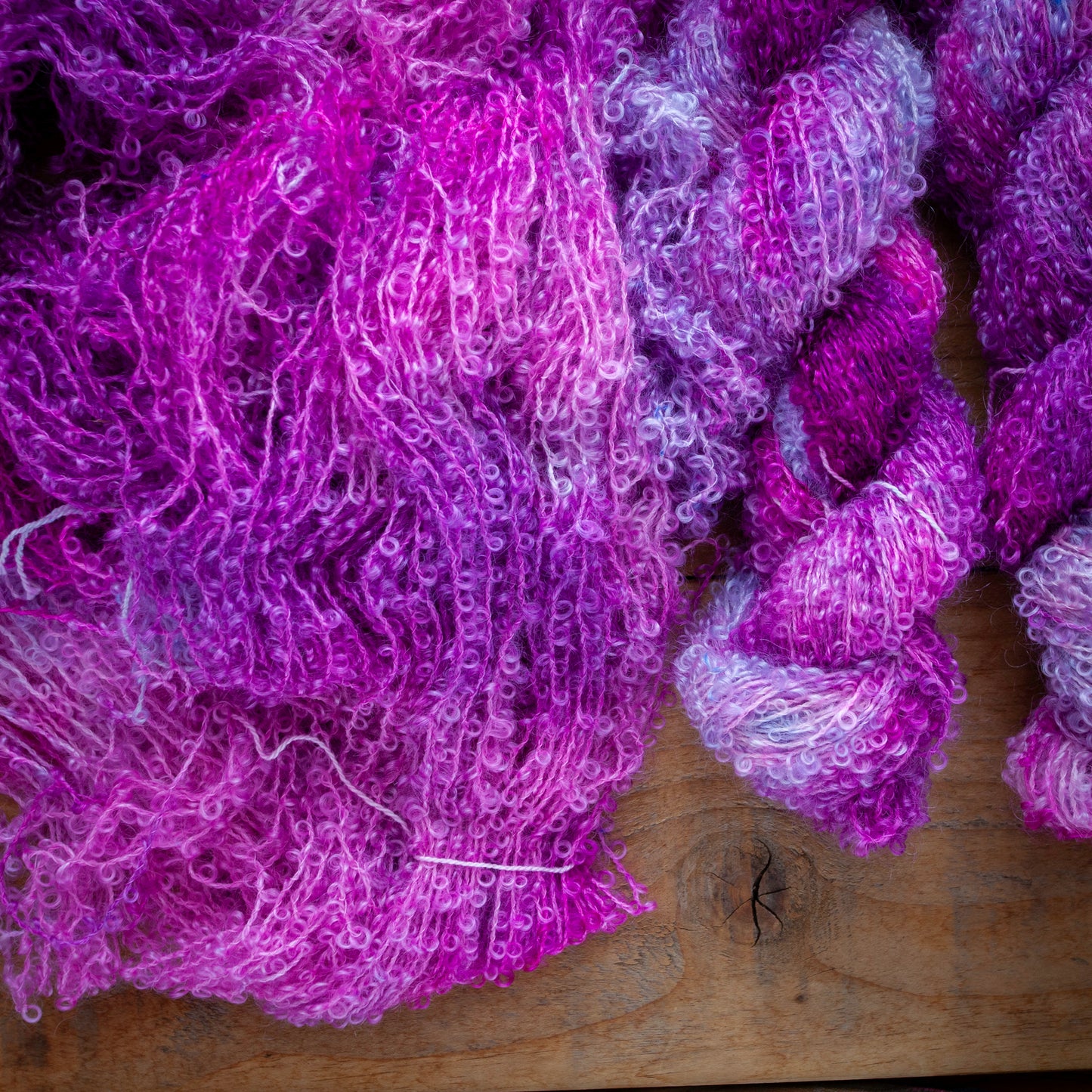 Kid Mohair Merino Boucle - Aran / Worsted Weight Hand Dyed Yarn