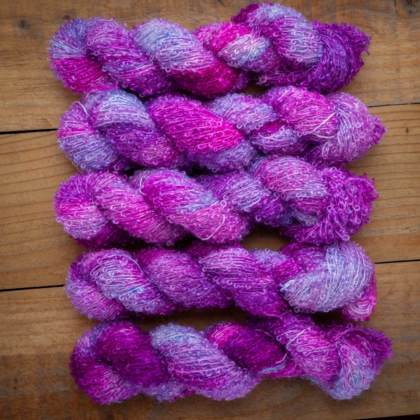 Kid Mohair Merino Boucle - Aran / Worsted Weight Hand Dyed Yarn