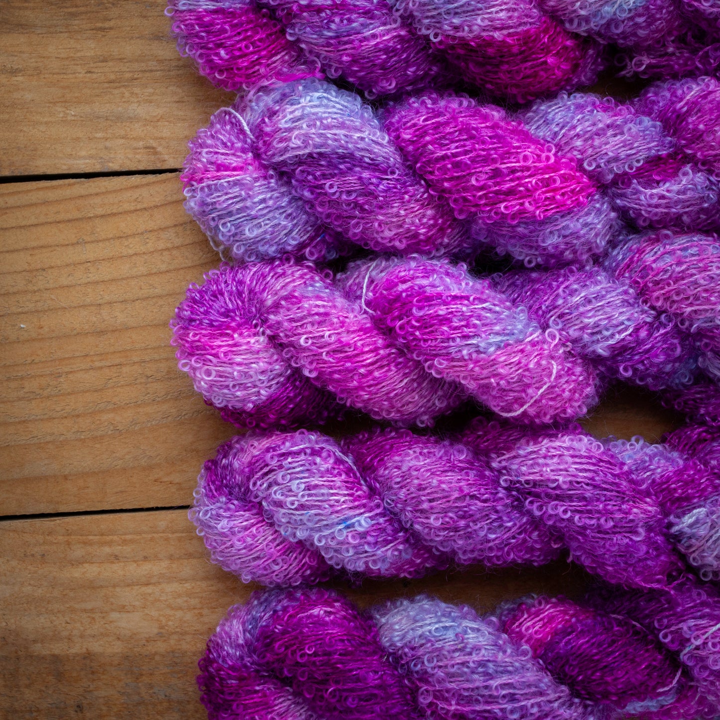 Kid Mohair Merino Boucle - Aran / Worsted Weight Hand Dyed Yarn