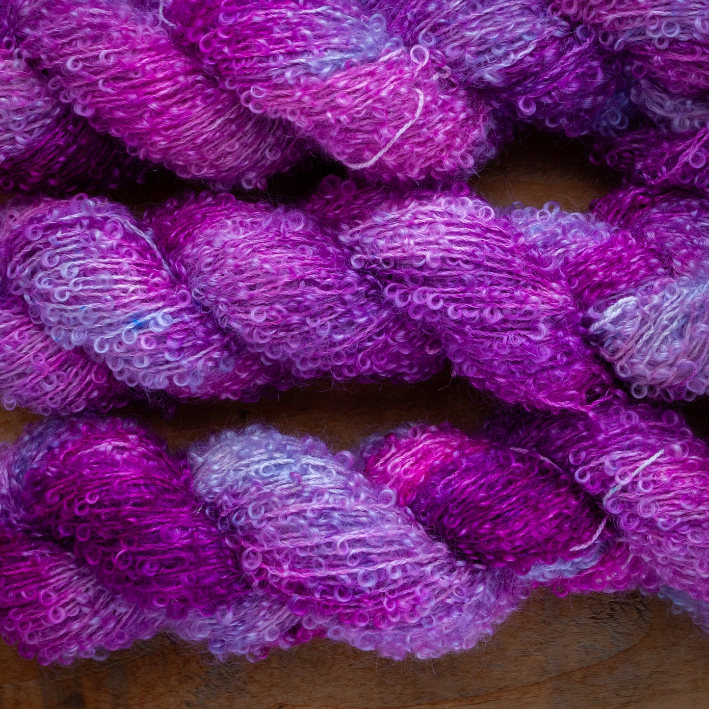 Kid Mohair Merino Boucle - Aran / Worsted Weight Hand Dyed Yarn
