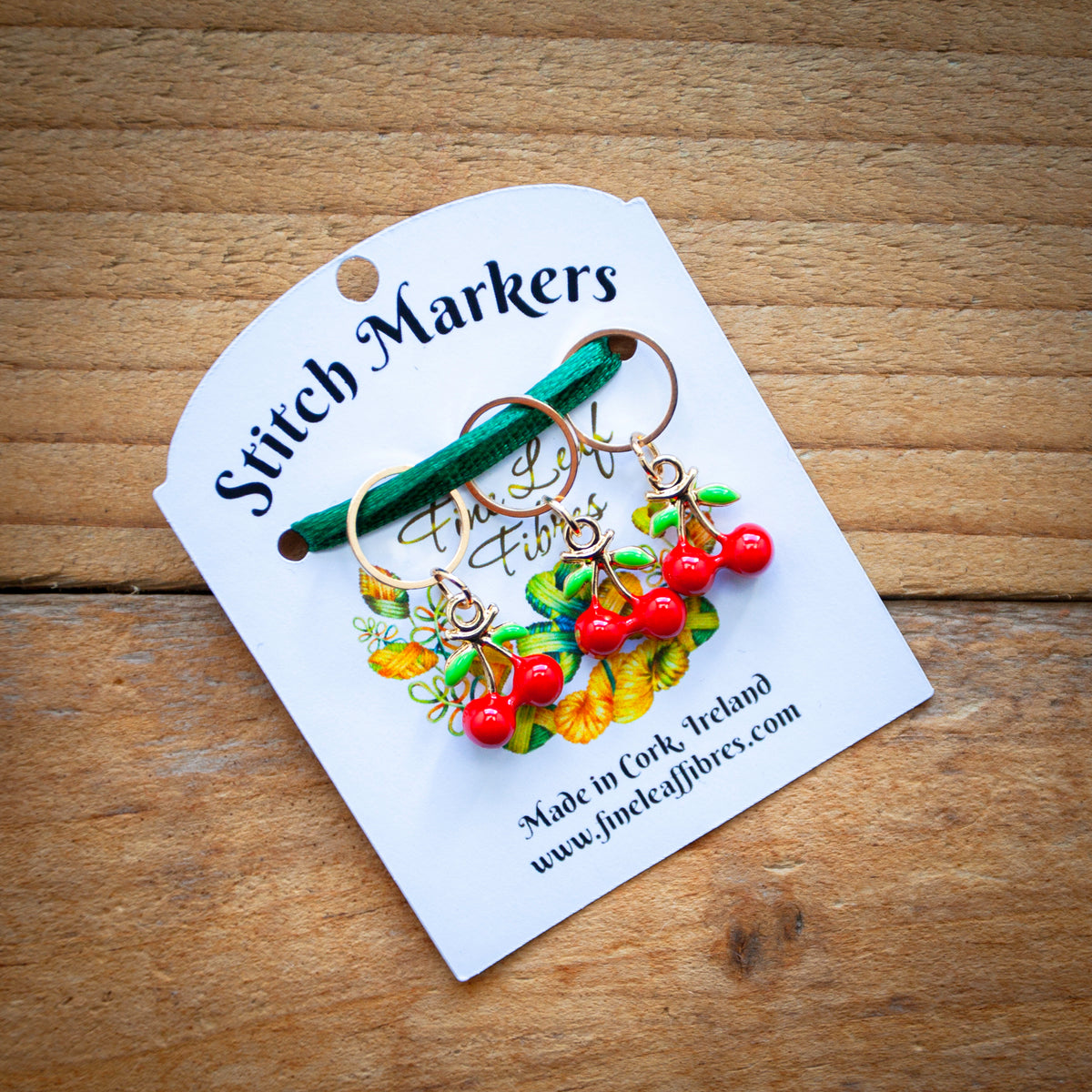 Set of 3 Knitting Stitch Markers - Cherries