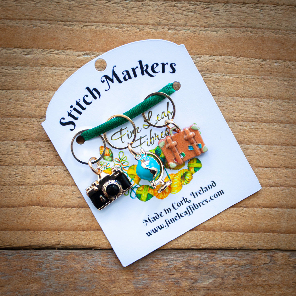 Set of 3 Knitting Stitch Markers - Travels