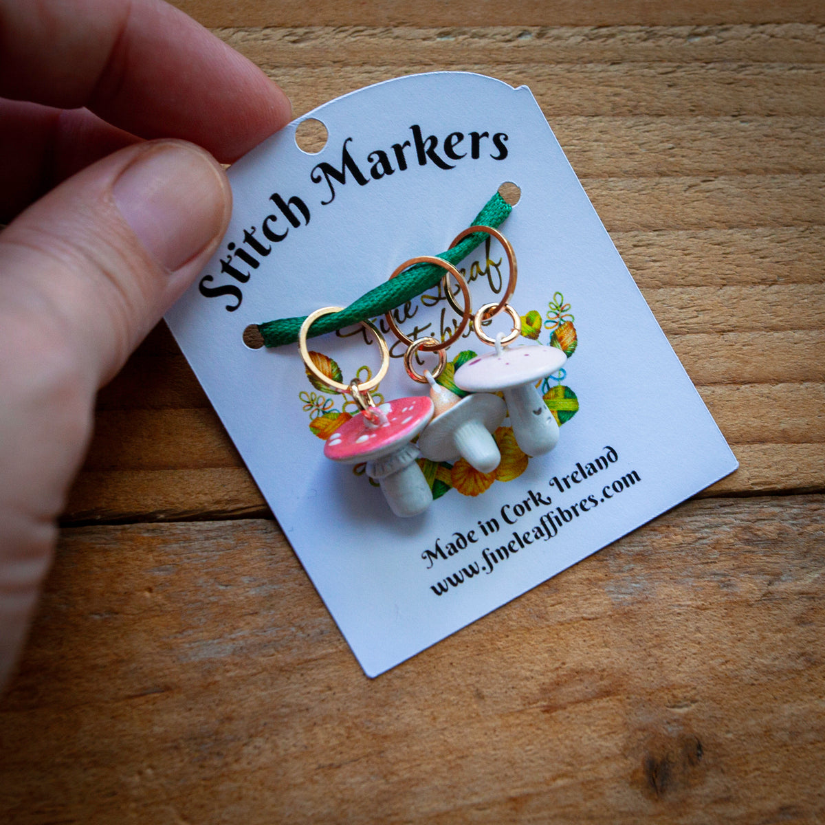Set of 3 Knitting Stitch Markers - Mushrooms