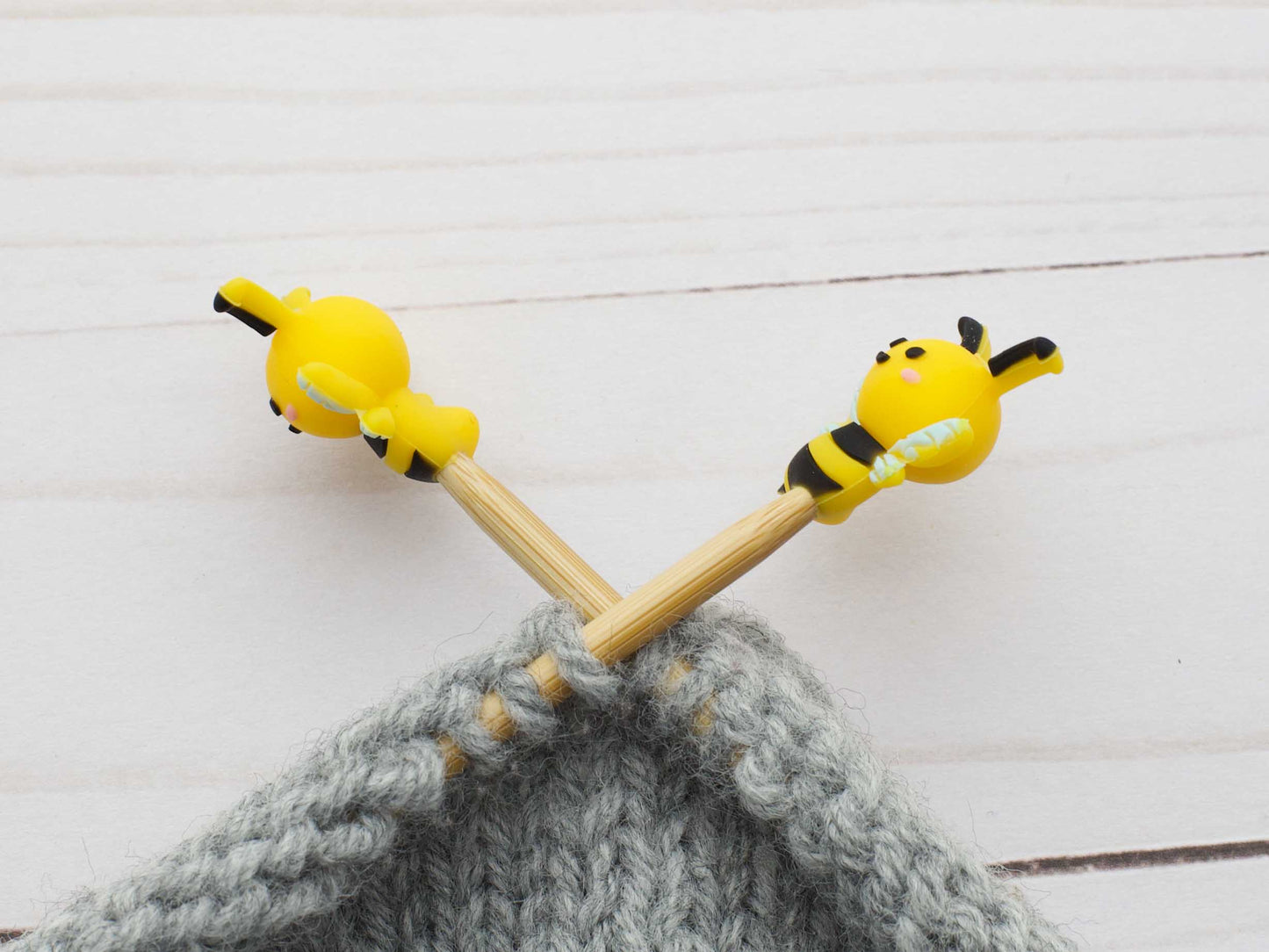 Stitch stoppers - Fox & Pine - set of 2 knitting needle stoppers - Bumble Bee