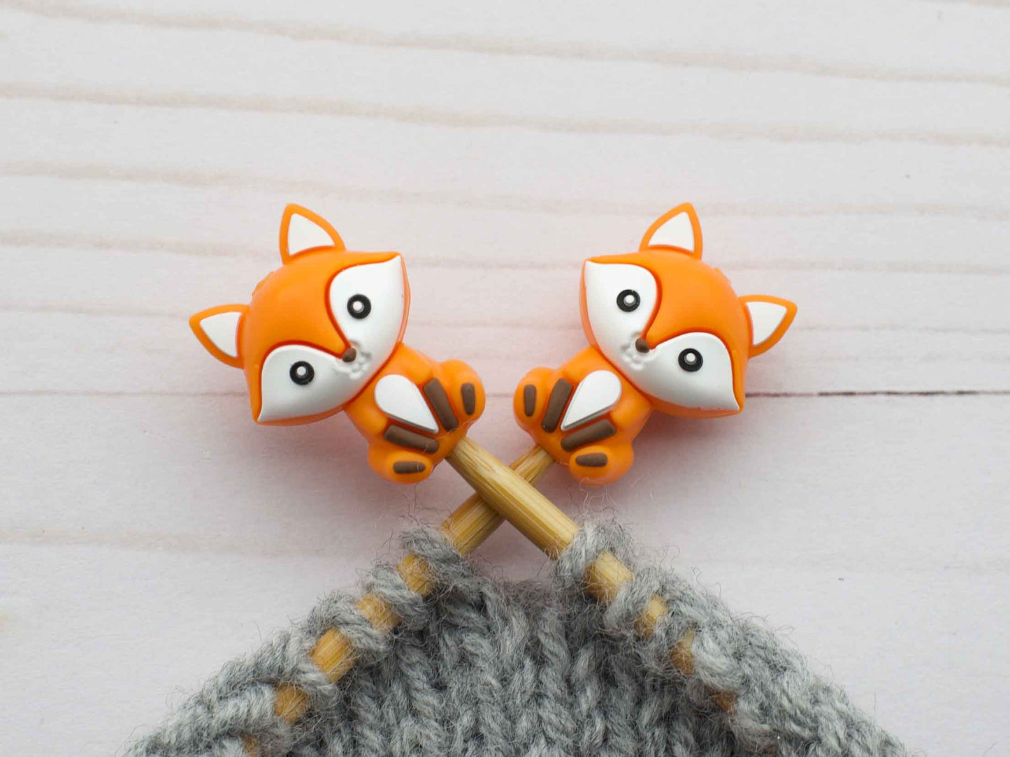 Stitch stoppers - Fox & Pine - set of 2 knitting needle stoppers - Baby Fox