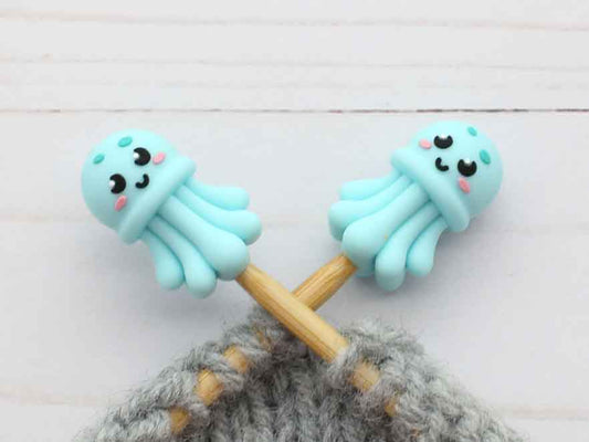 Stitch stoppers - Fox & Pine - set of 2 knitting needle stoppers - Jellyfish