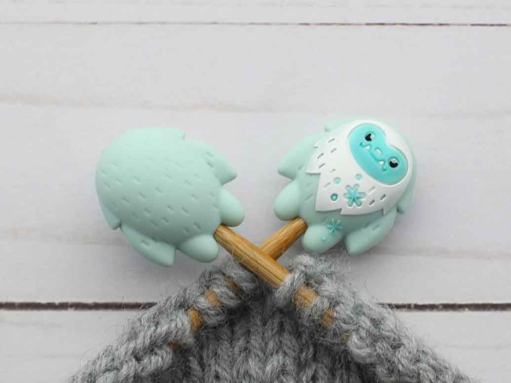 Stitch stoppers - Fox & Pine - set of 2 knitting needle stoppers - Winter Yeti