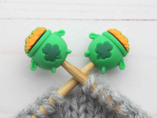 Stitch stoppers - Fox & Pine - set of 2 knitting needle stoppers - Pot of Gold