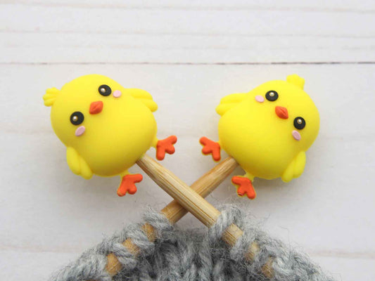 Stitch stoppers - Fox & Pine - set of 2 knitting needle stoppers - Chicks