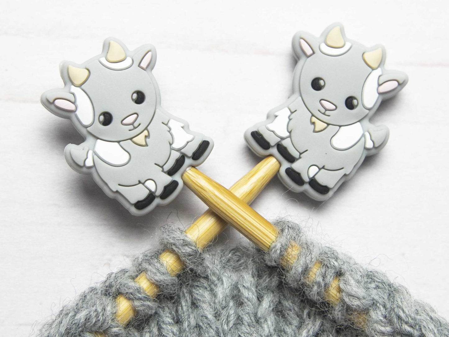 Stitch stoppers - Fox & Pine - set of 2 knitting needle stoppers - Goats