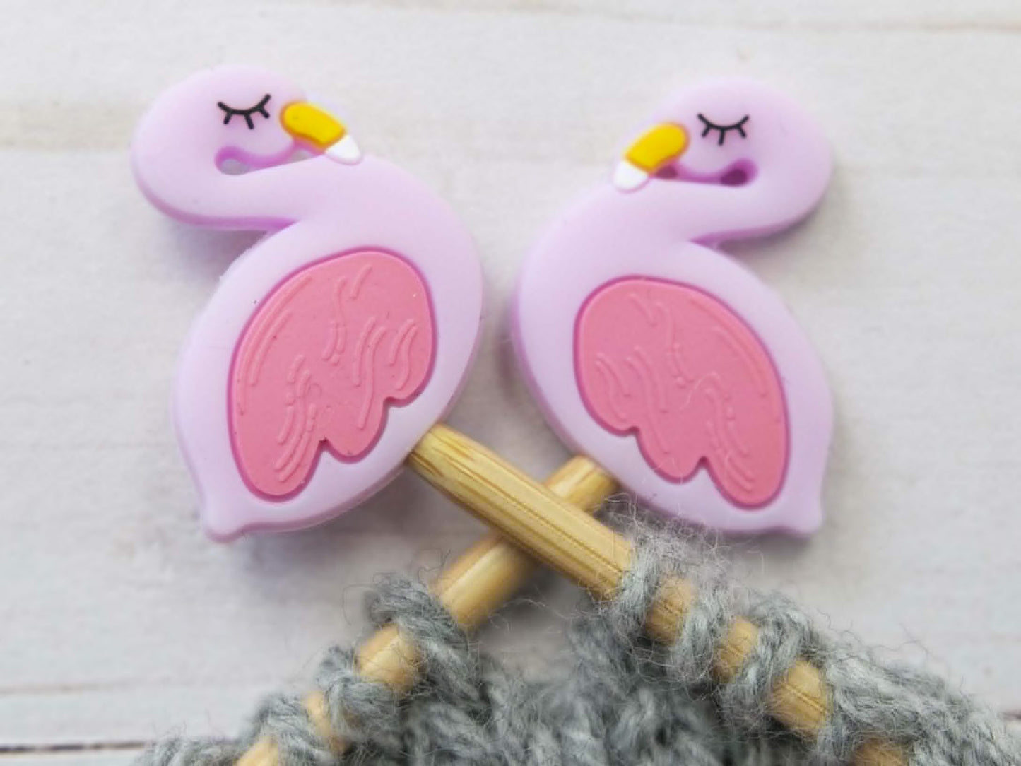 Stitch stoppers - Fox & Pine - set of 2 knitting needle stoppers - Pink Flamingo