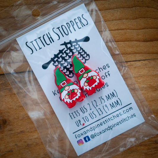 Stitch stoppers - Fox & Pine - set of 2 knitting needle stoppers - Gnome