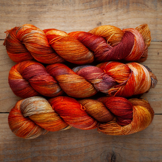 Superwash Bluefaced Leicester (BFL)/Silk - lace weight - hand dyed yarn - Ready to Ship