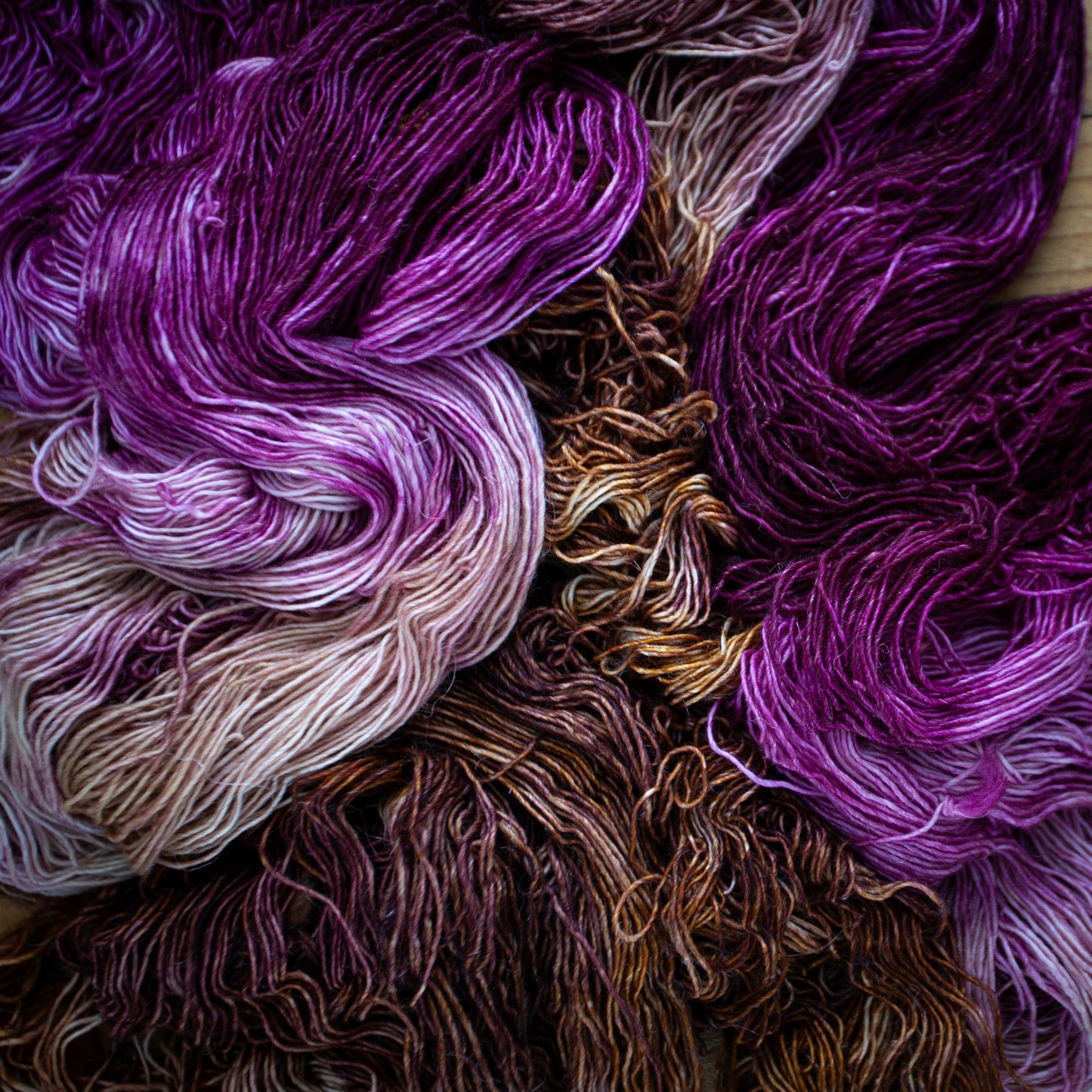 Superwash Merino / Linen single ply - hand dyed yarn - Ready to Ship