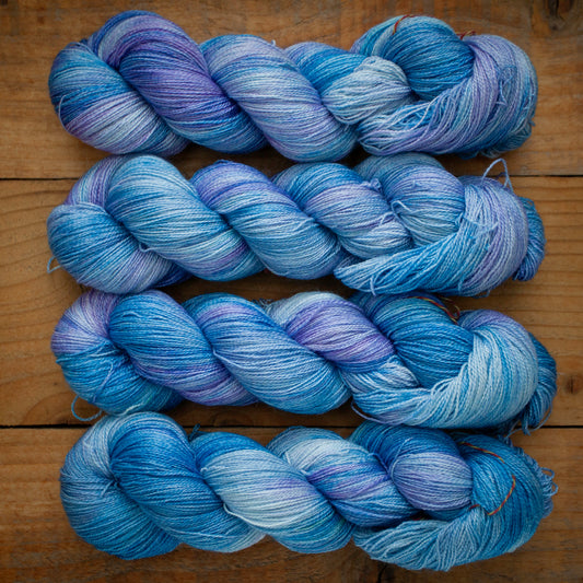 Superwash Bluefaced Leicester (BFL)/Silk - lace weight - hand dyed yarn - Ready to Ship