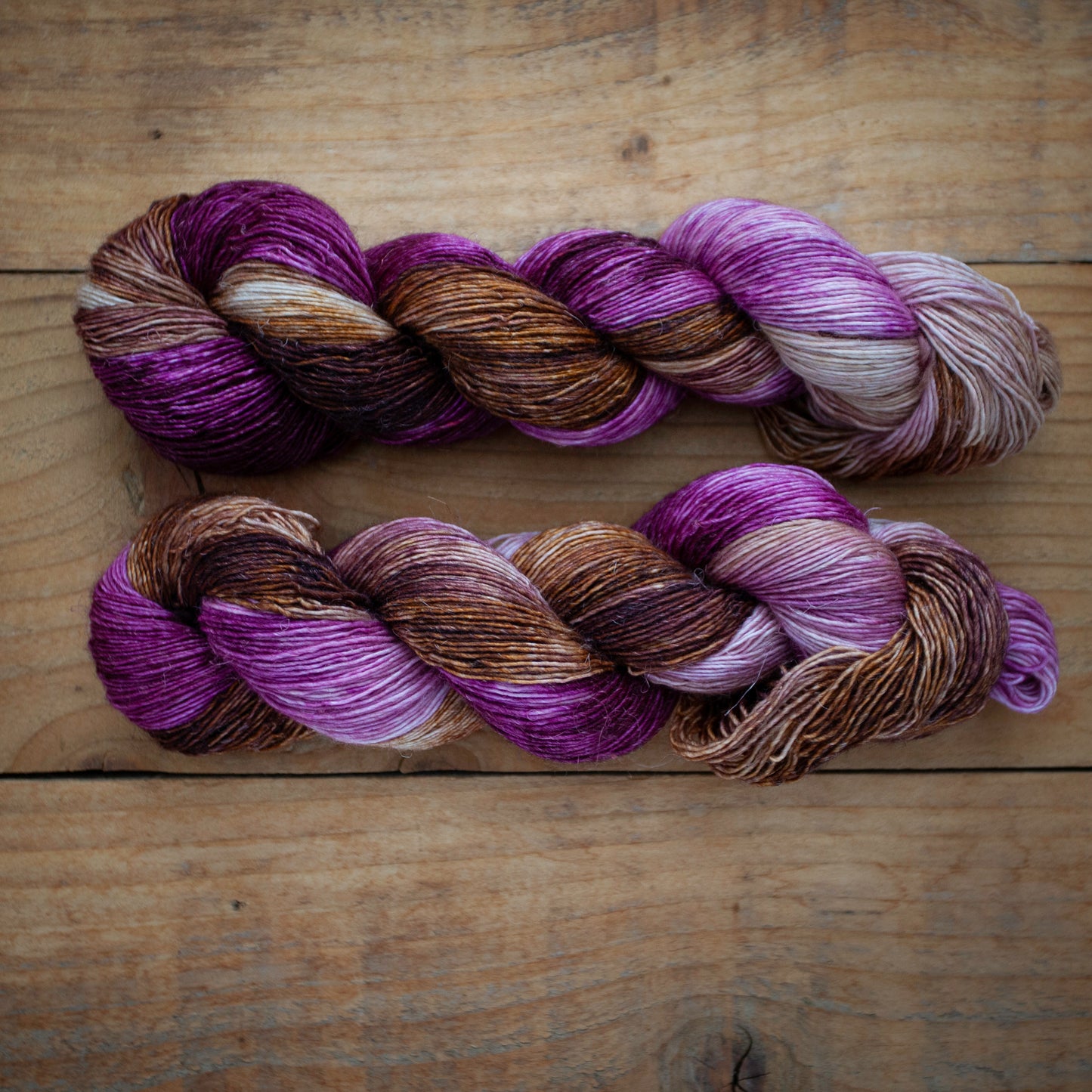 Superwash Merino / Linen single ply - hand dyed yarn - Ready to Ship